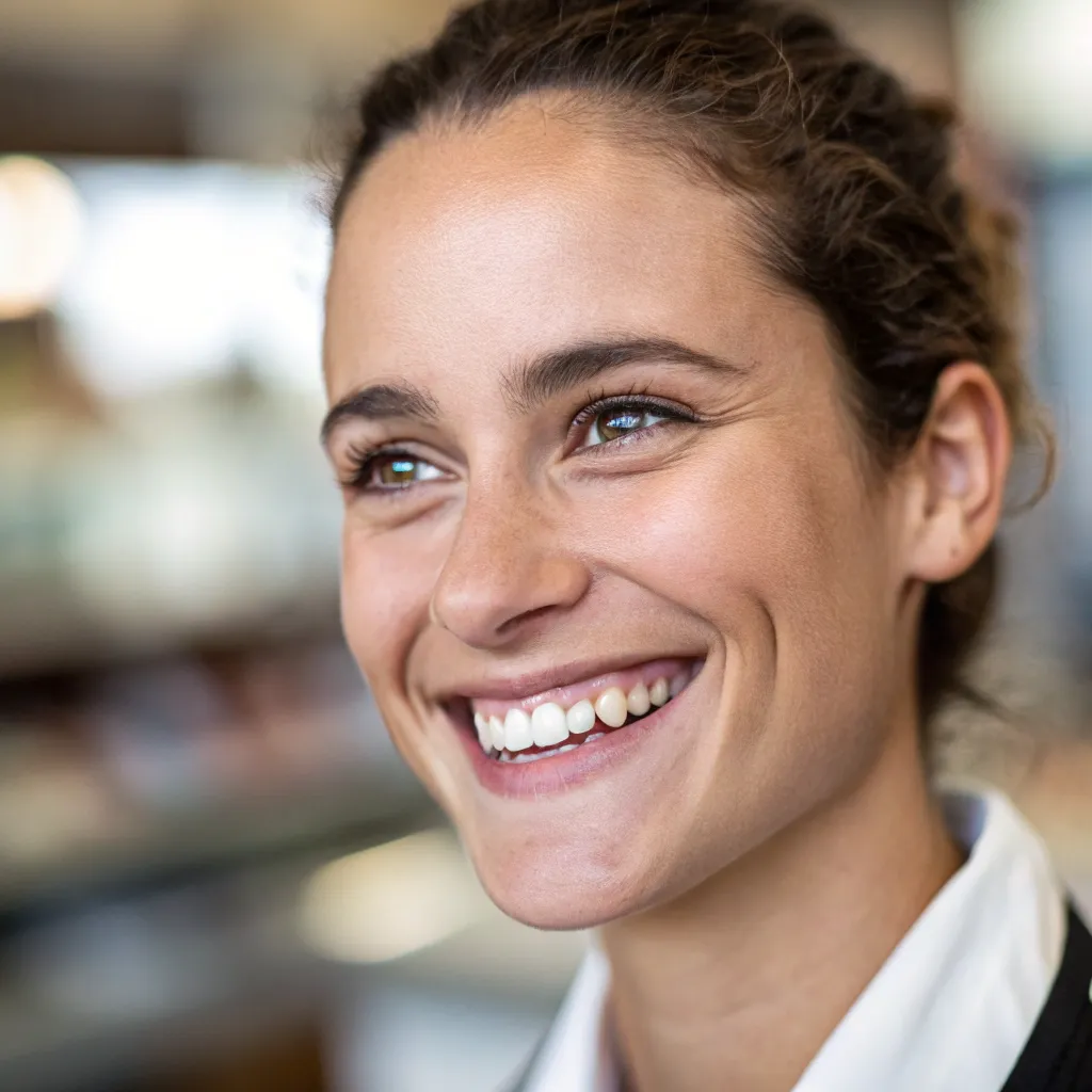 Smiling customer face